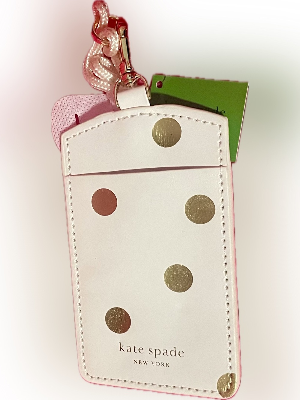 kate spade Pink and Gold Polka Dot ID Holder - Picture 3 of 5
